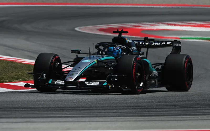 Russell leads Mercedes in Barcelona as Leclerc crashes out of qualifying